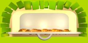 ilustracion 3d de horno con letrero saladitos
